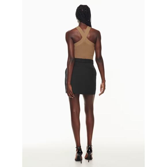 Babaton Saville Tan Sculpt Knit Criss Cross Cropped Tank Womens XS Halter Top - Picture 5 of 10